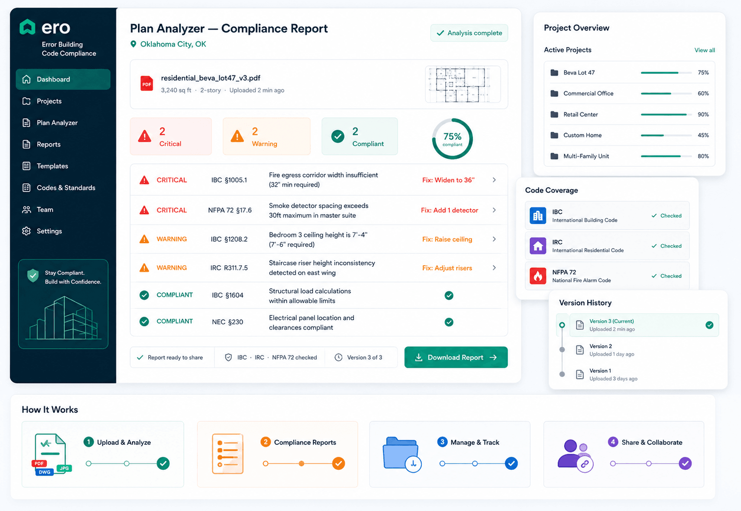 Building Plan Analyzer compliance interface